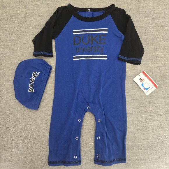 Duke University  Blue Devils Baby Romper & Hat Set 3-6 Months Blue Coverall NWT - Picture 1 of 11